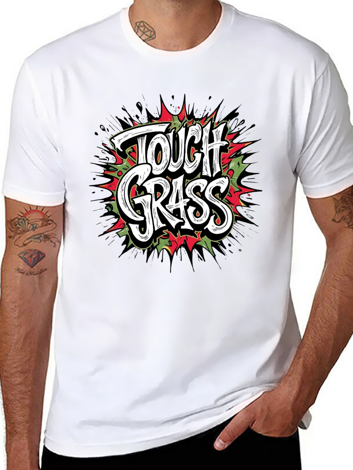Tough Grass Graphic T-Shirt - Black Crew Neck Tee