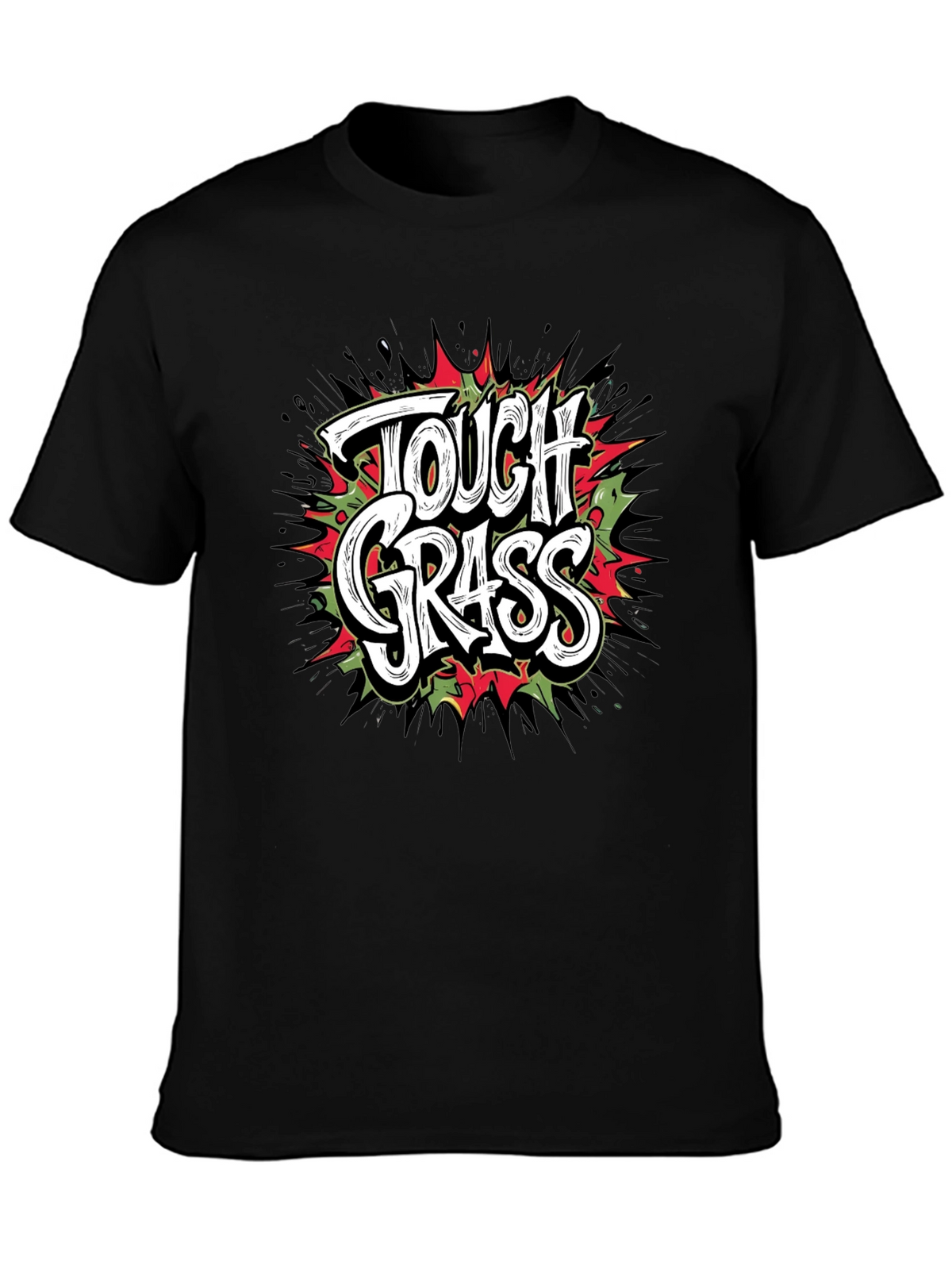 Tough Grass Graphic T-Shirt - Black Crew Neck Tee