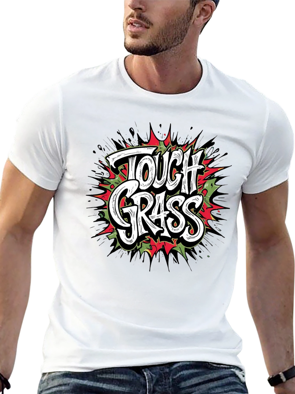 Tough Grass Graphic T-Shirt - Black Crew Neck Tee