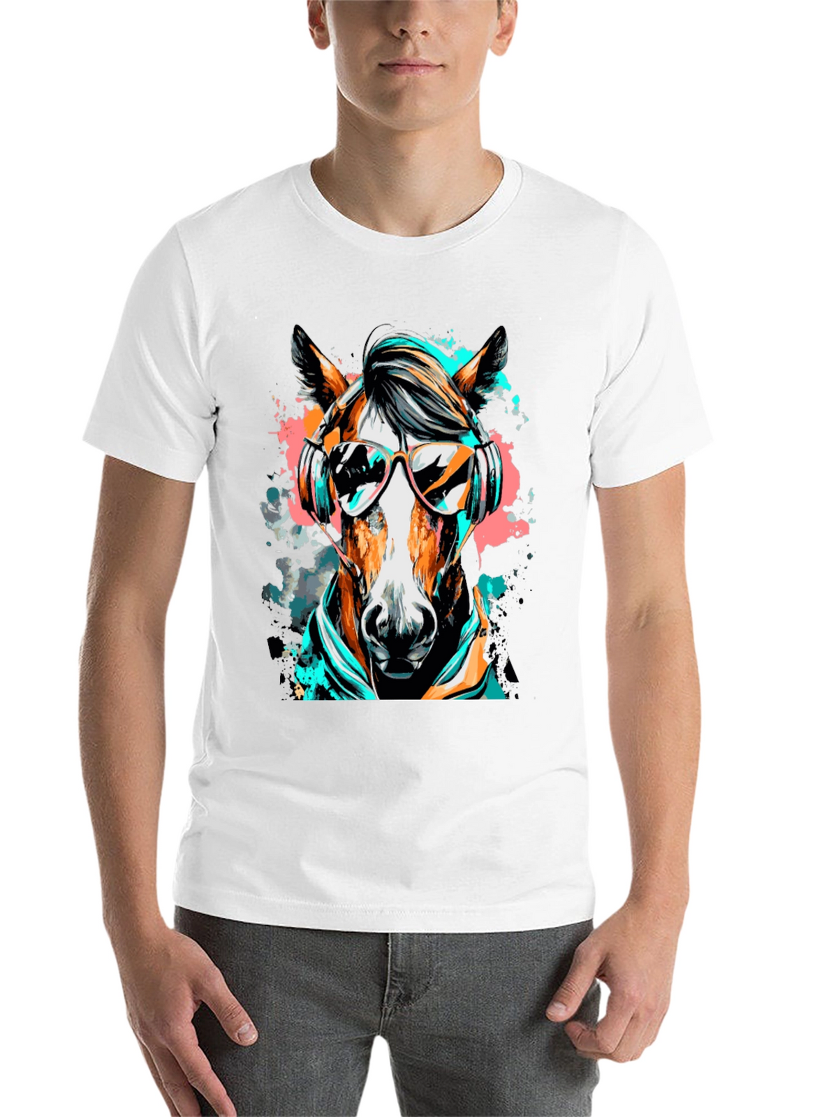 Cool Horse Graphic Tee - Black Cotton T-Shirt