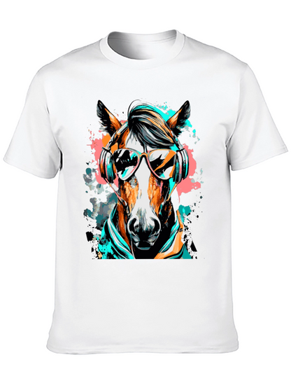 Cool Horse Graphic Tee - Black Cotton T-Shirt