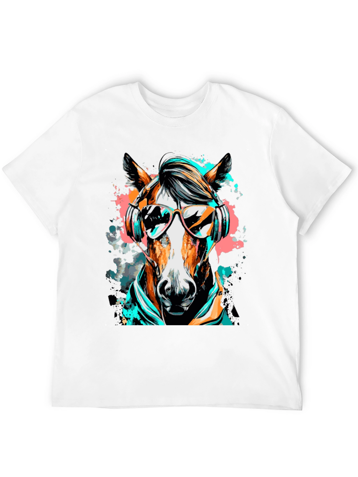 Cool Horse Graphic Tee - Black Cotton T-Shirt