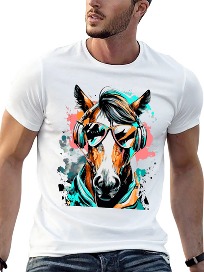 Cool Horse Graphic Tee - Black Cotton T-Shirt
