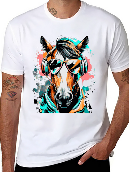 Cool Horse Graphic Tee - Black Cotton T-Shirt