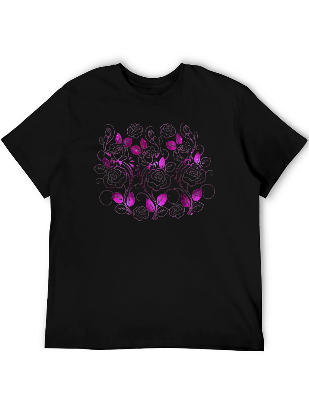 Floral Pattern Black T-Shirt for Men