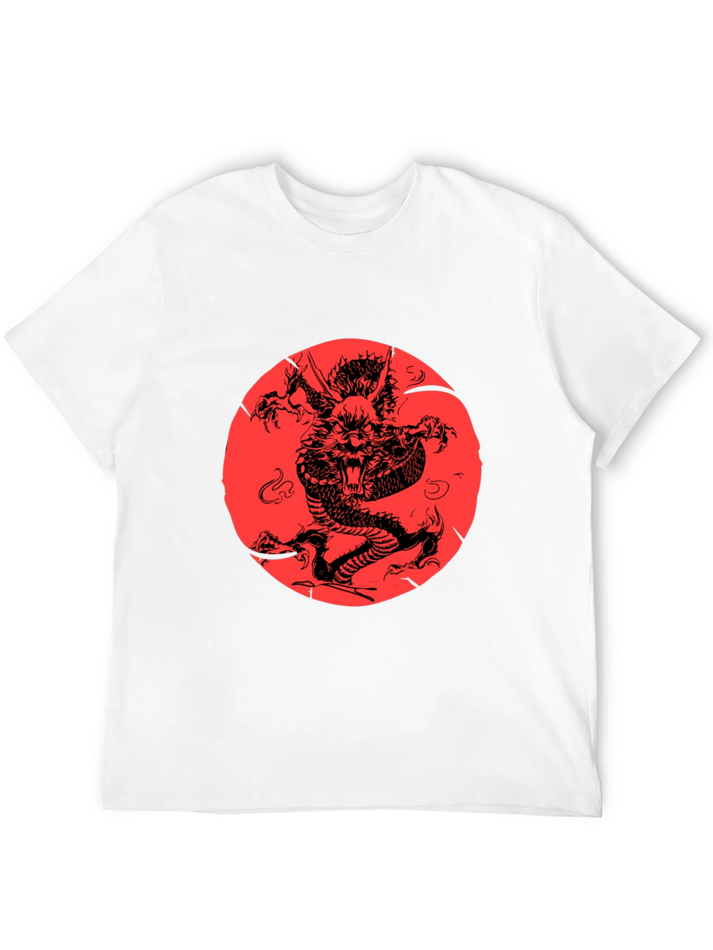 Dragon Graphic Print Black Crewneck T-Shirt