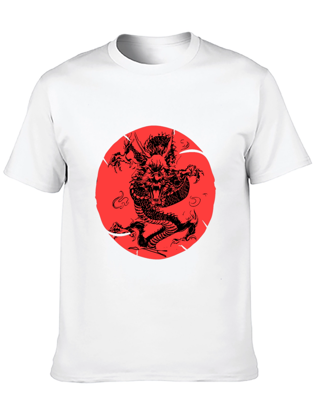 Dragon Graphic Print Black Crewneck T-Shirt