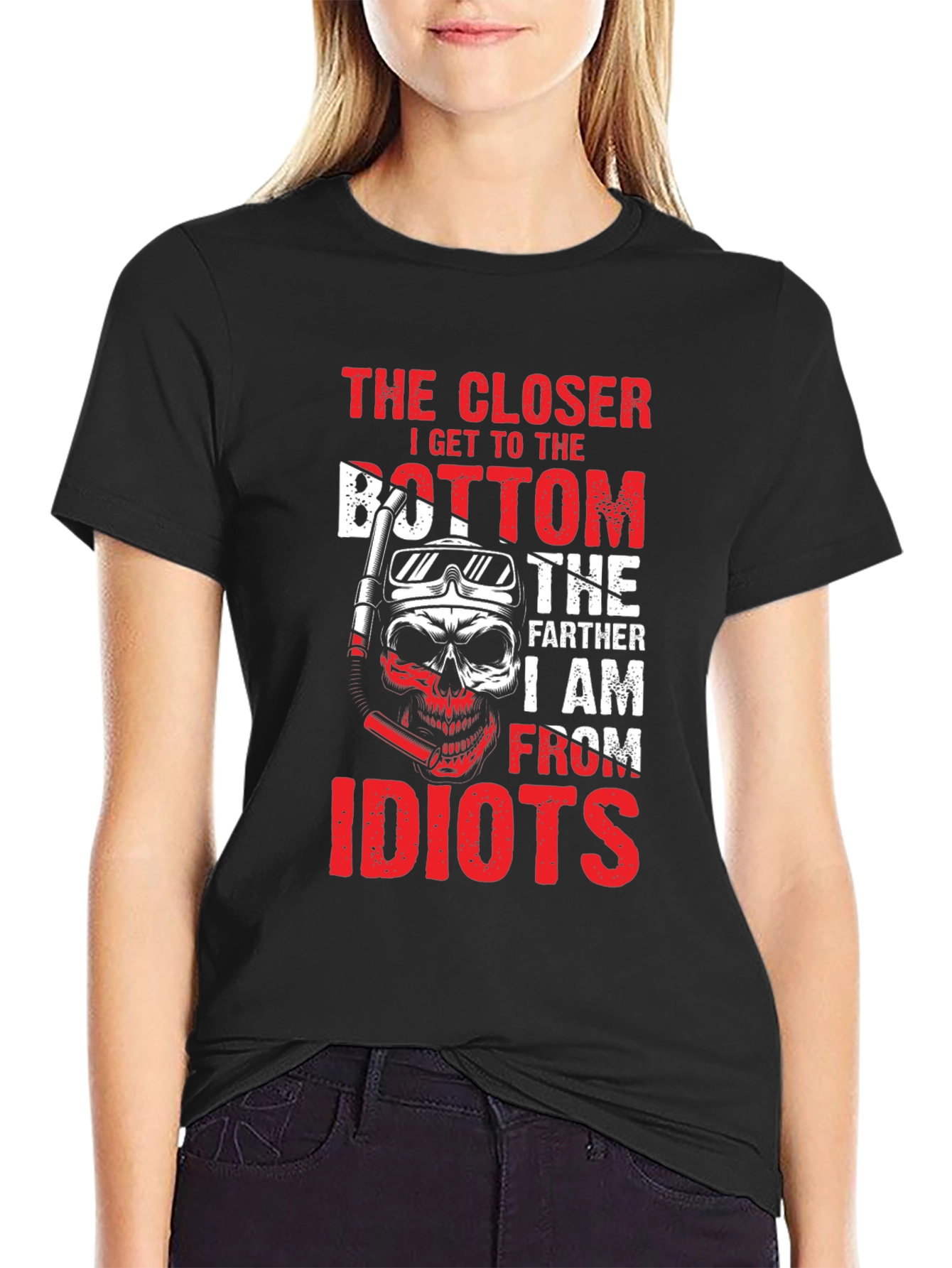 Diving Skull T-Shirt - The Closer I Get To The Bottom