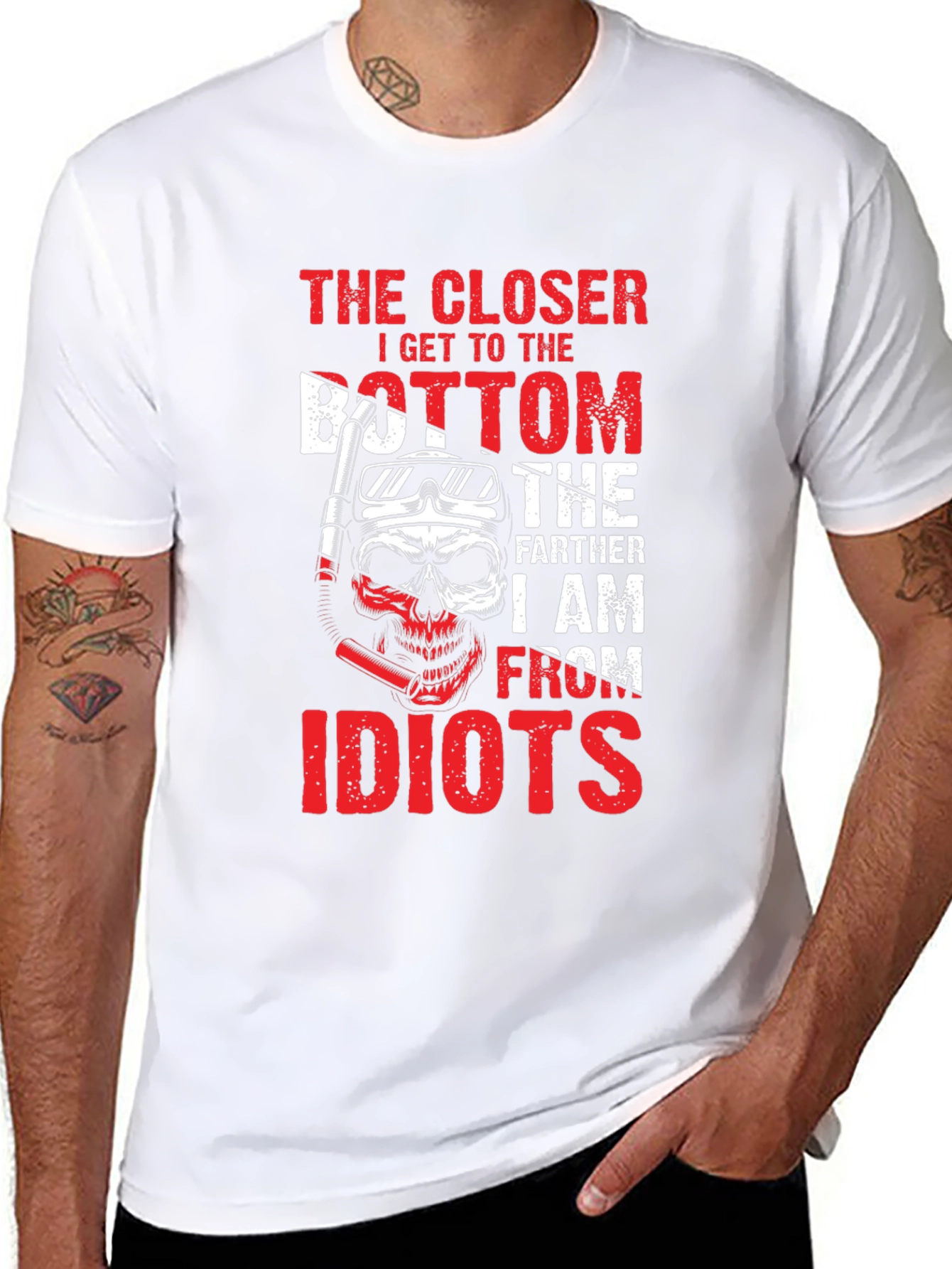 Diving Skull T-Shirt - The Closer I Get To The Bottom
