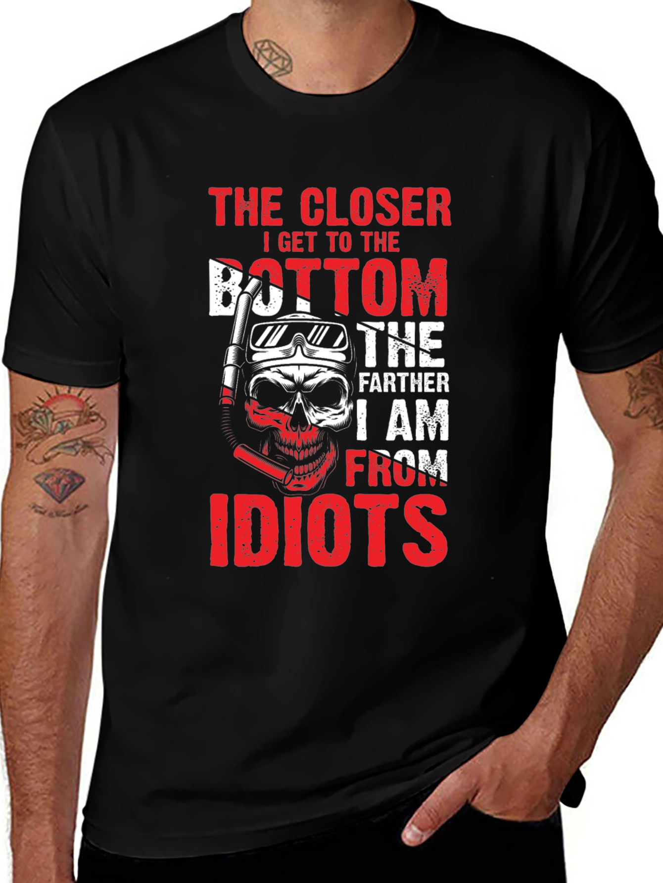 Diving Skull T-Shirt - The Closer I Get To The Bottom