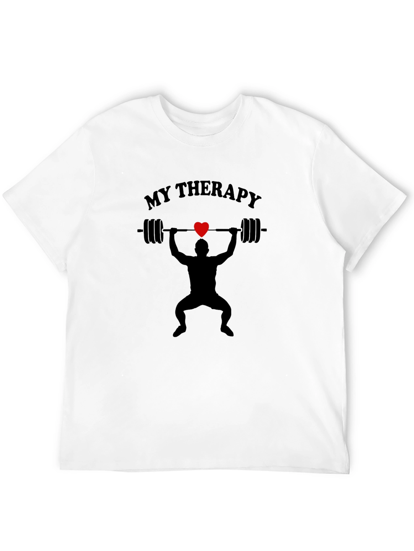 My Therapy Black T-Shirt Weightlifting Gym Heart