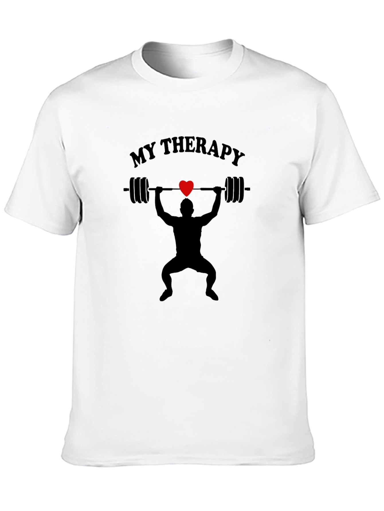 My Therapy Black T-Shirt Weightlifting Gym Heart