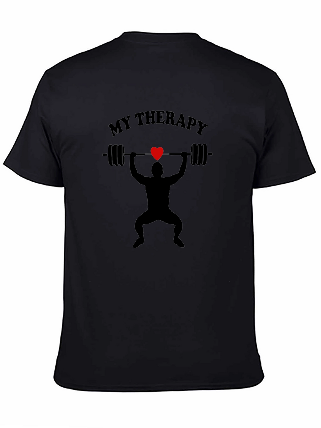 My Therapy Black T-Shirt Weightlifting Gym Heart