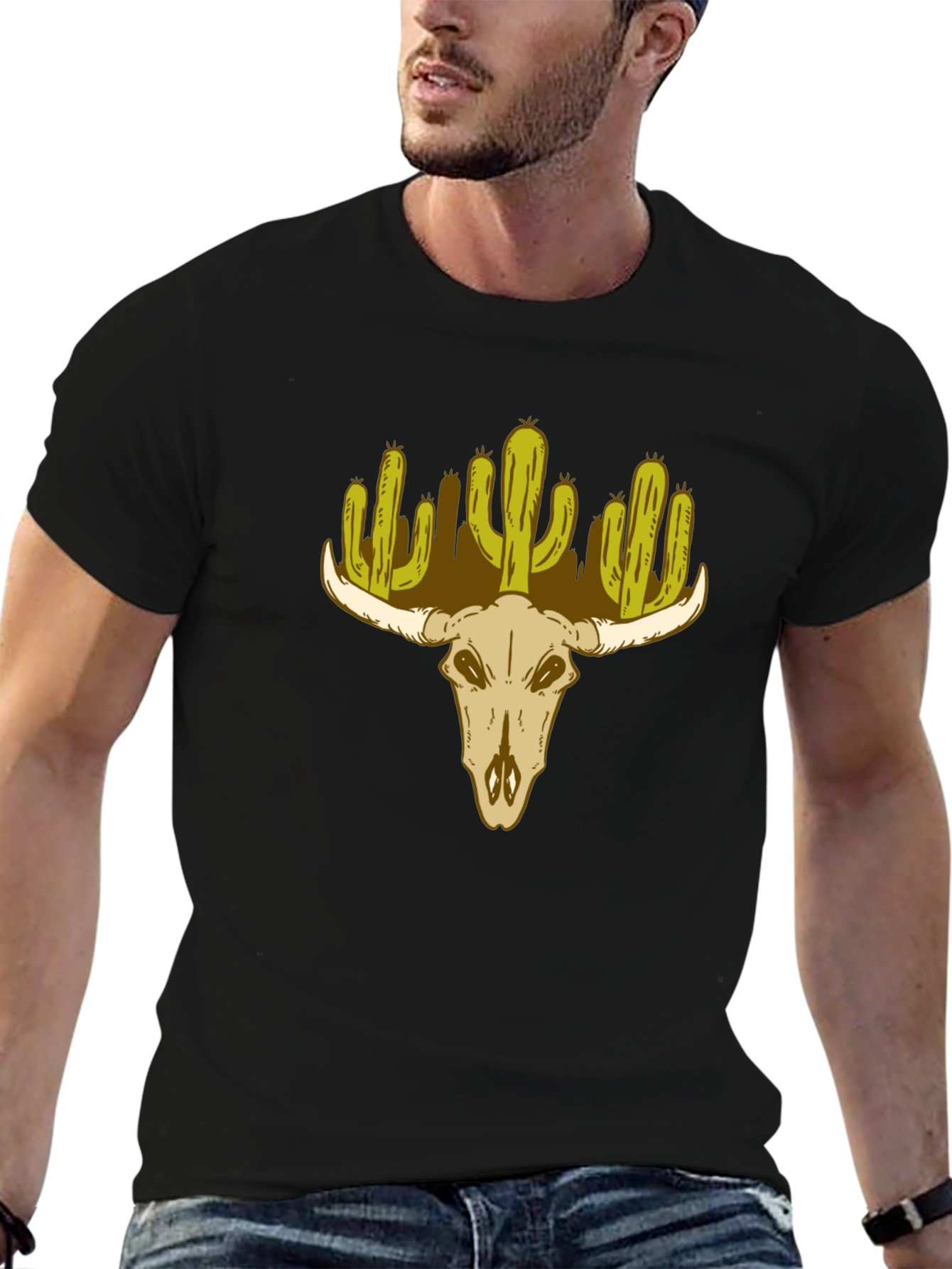 Cactus Skull Graphic T-Shirt - Western Desert Style