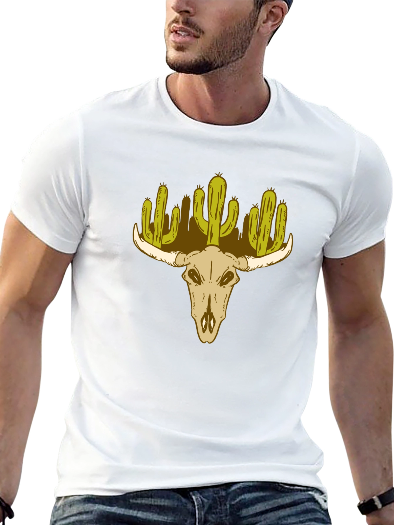 Cactus Skull Graphic T-Shirt - Western Desert Style