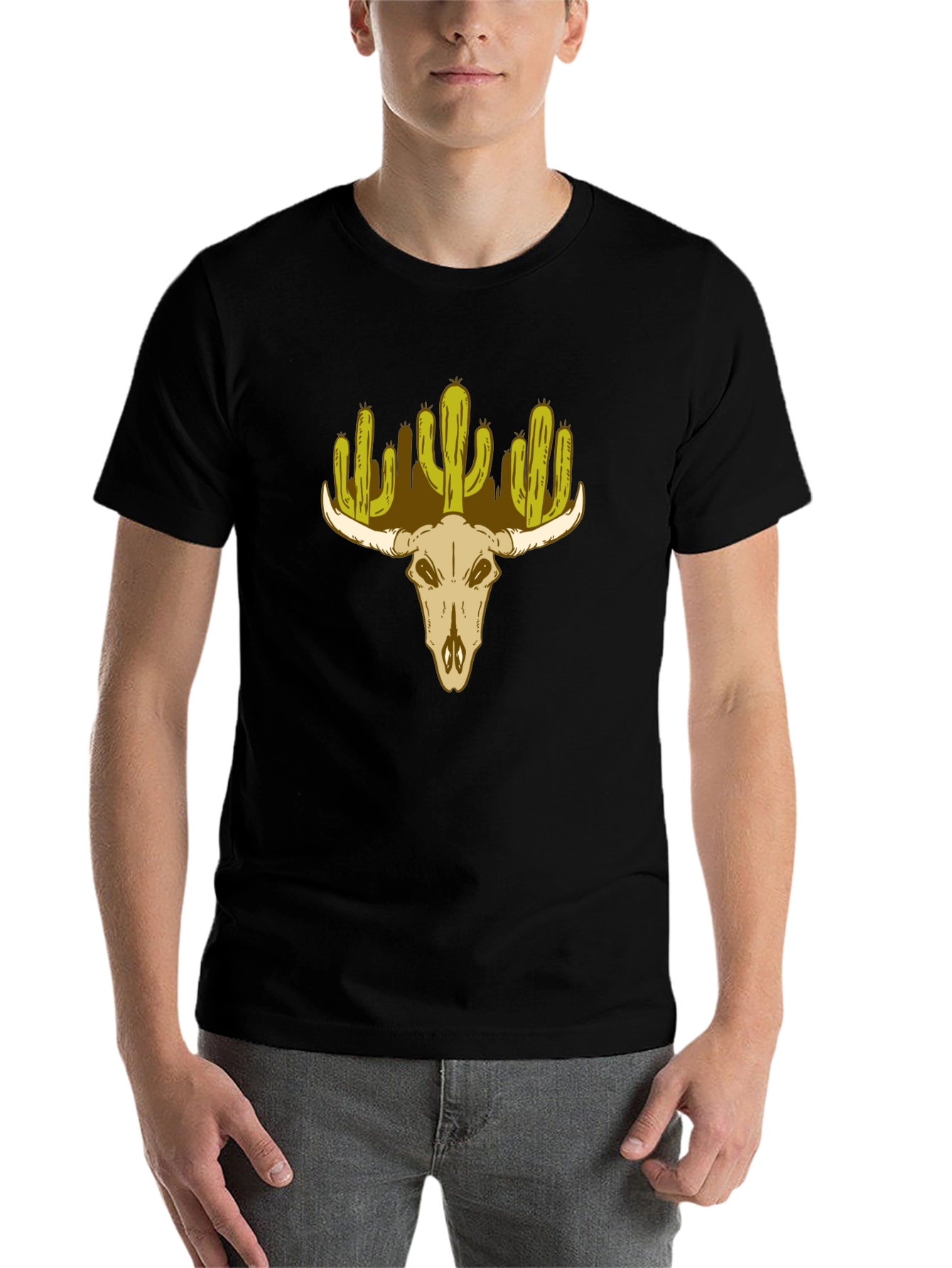 Cactus Skull Graphic T-Shirt - Western Desert Style