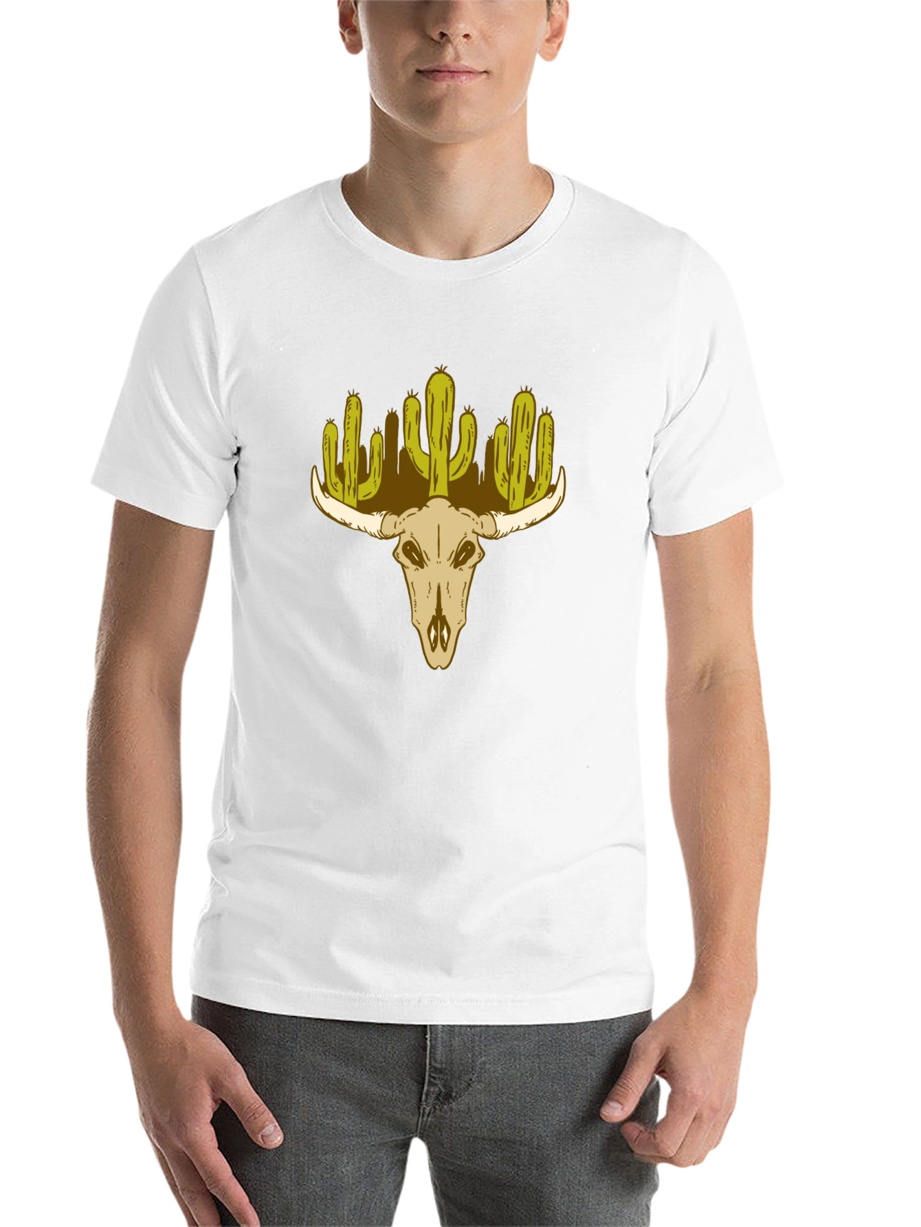 Cactus Skull Graphic T-Shirt - Western Desert Style