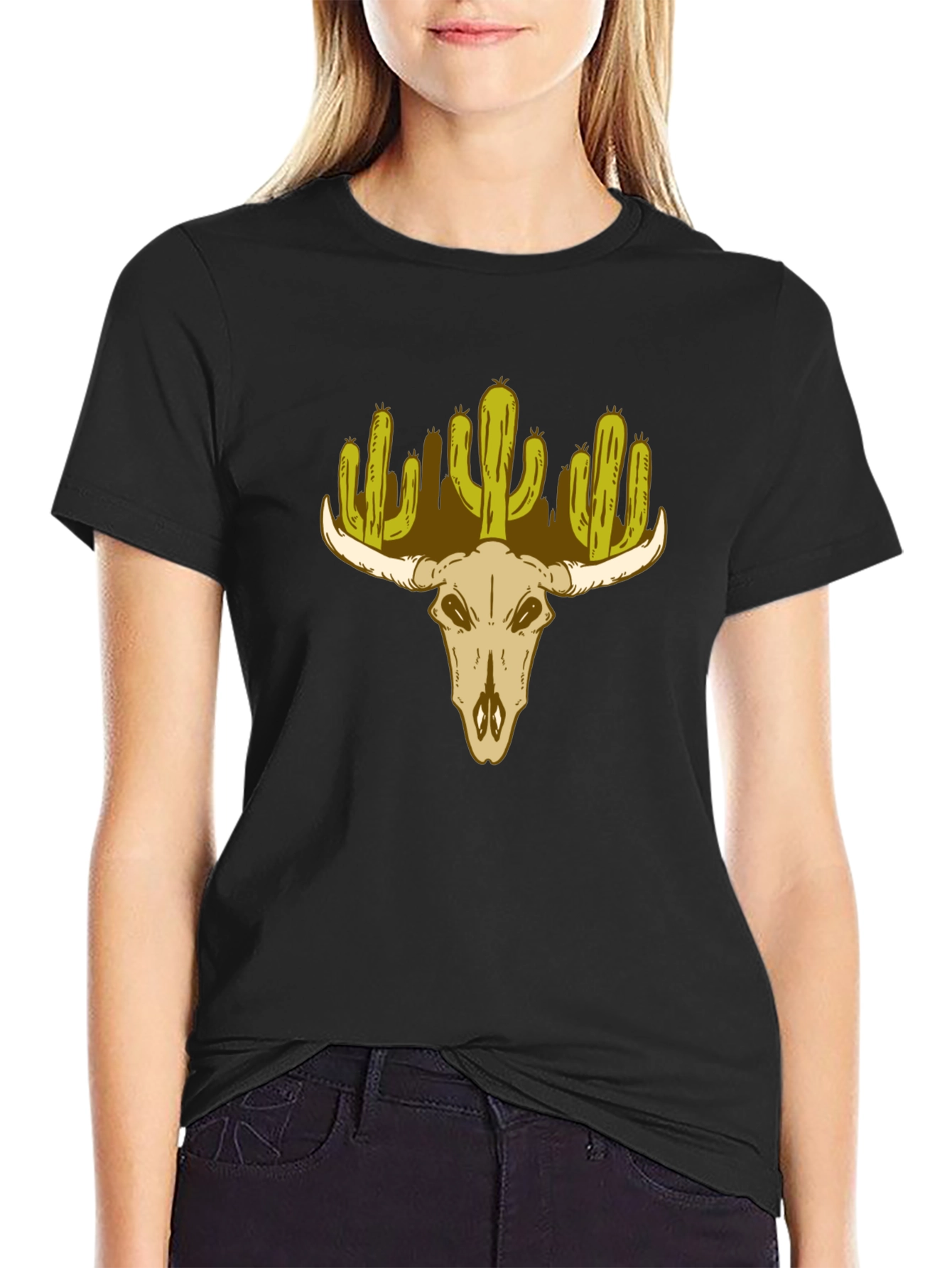 Cactus Skull Graphic T-Shirt - Western Desert Style