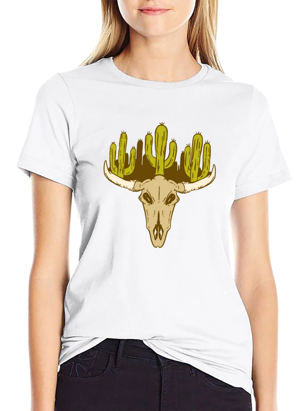 Cactus Skull Graphic T-Shirt - Western Desert Style