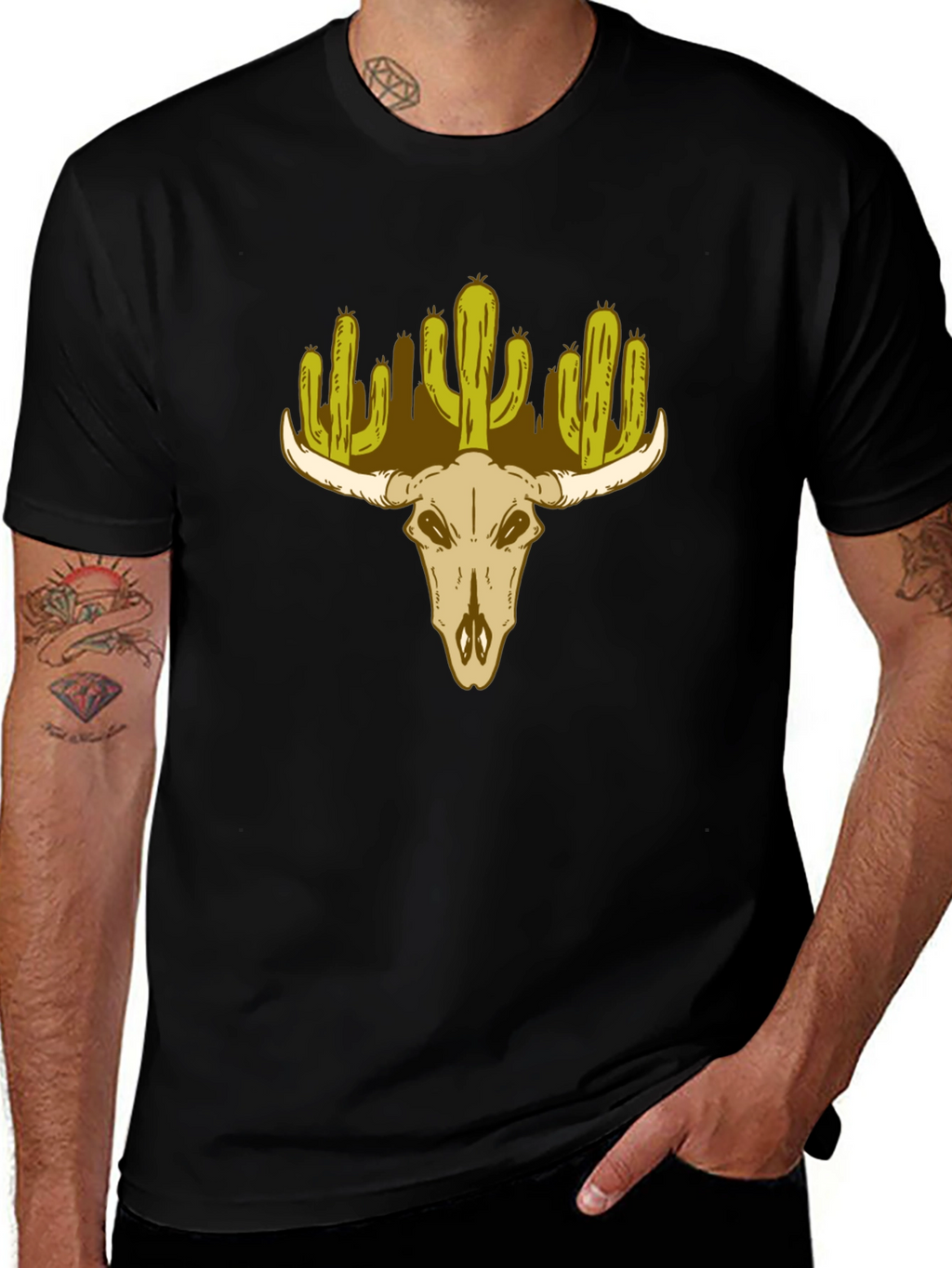 Cactus Skull Graphic T-Shirt - Western Desert Style