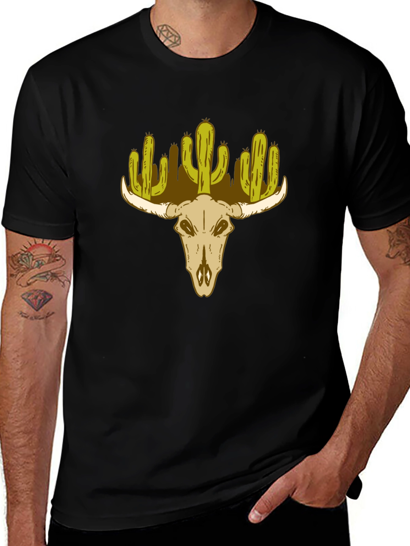 Cactus Skull Graphic T-Shirt - Western Desert Style