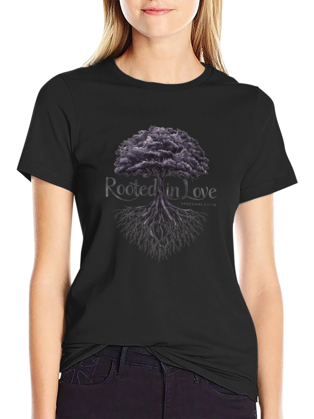 Rooted in Love Tree Graphic Tee - Black