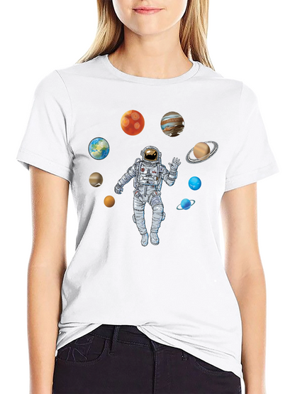 Astronaut & Planets Graphic Print T-Shirt