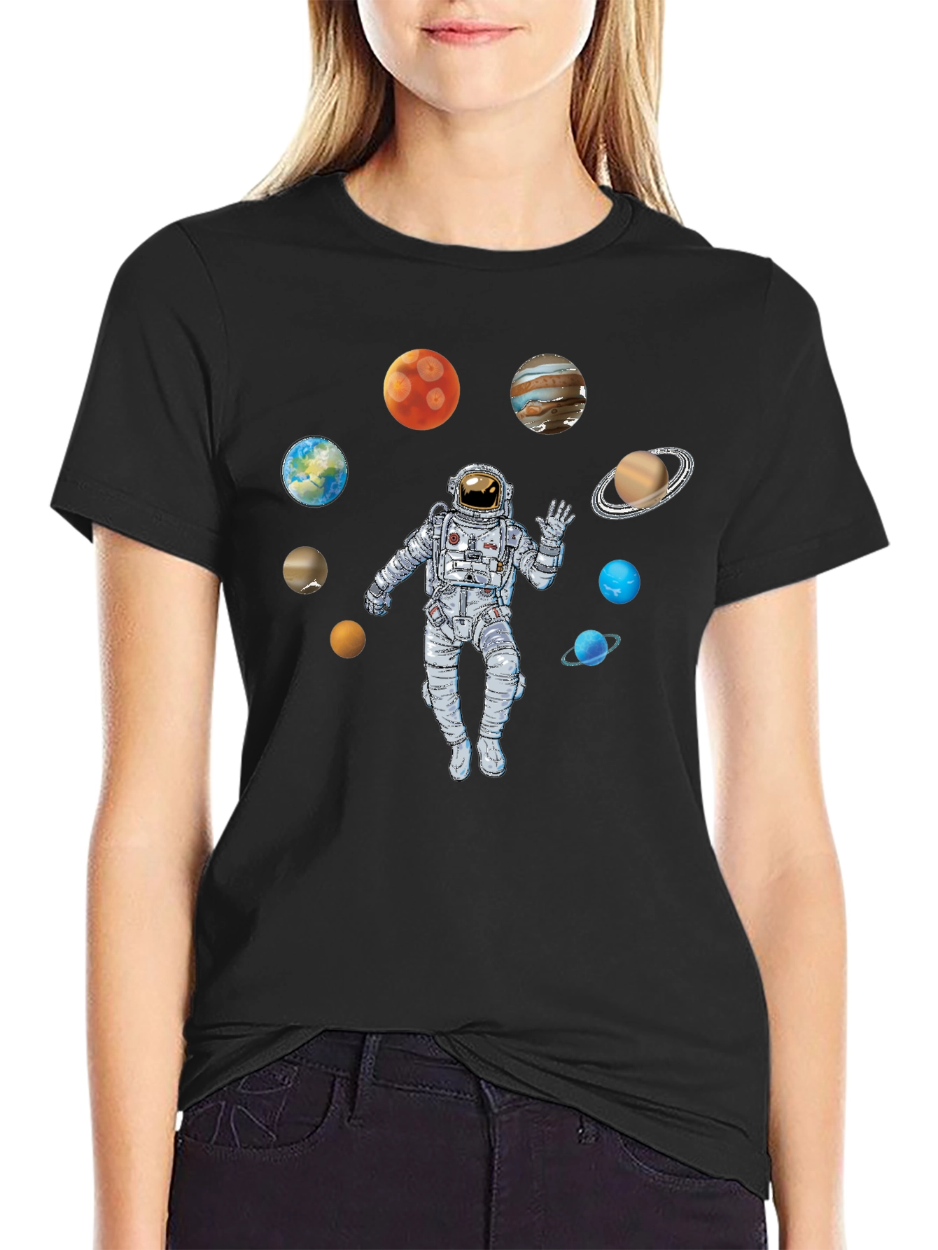 Astronaut & Planets Graphic Print T-Shirt