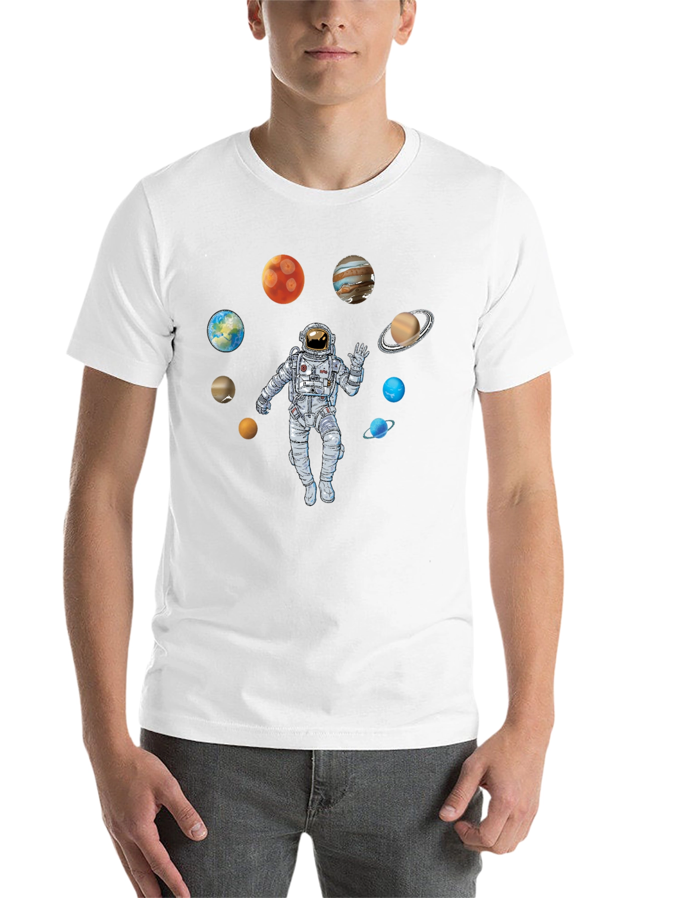 Astronaut & Planets Graphic Print T-Shirt