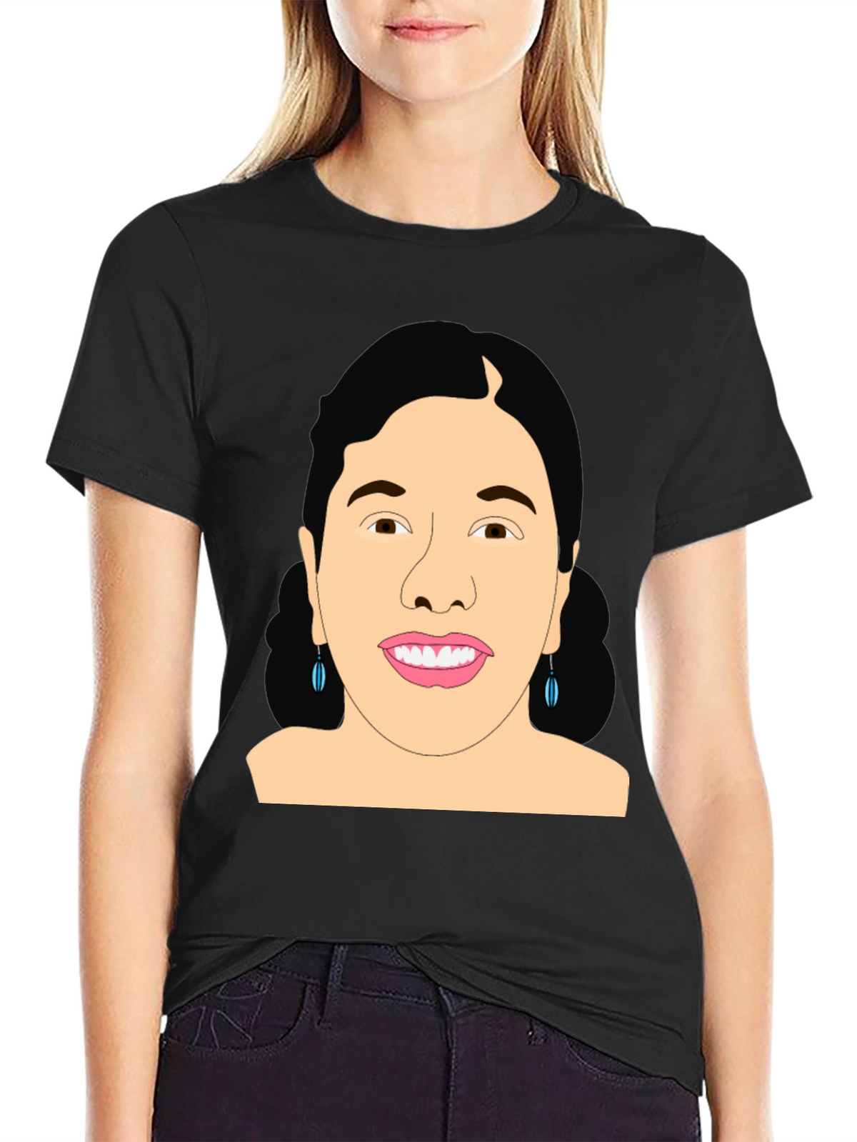 Graphic Woman Portrait Black T-Shirt
