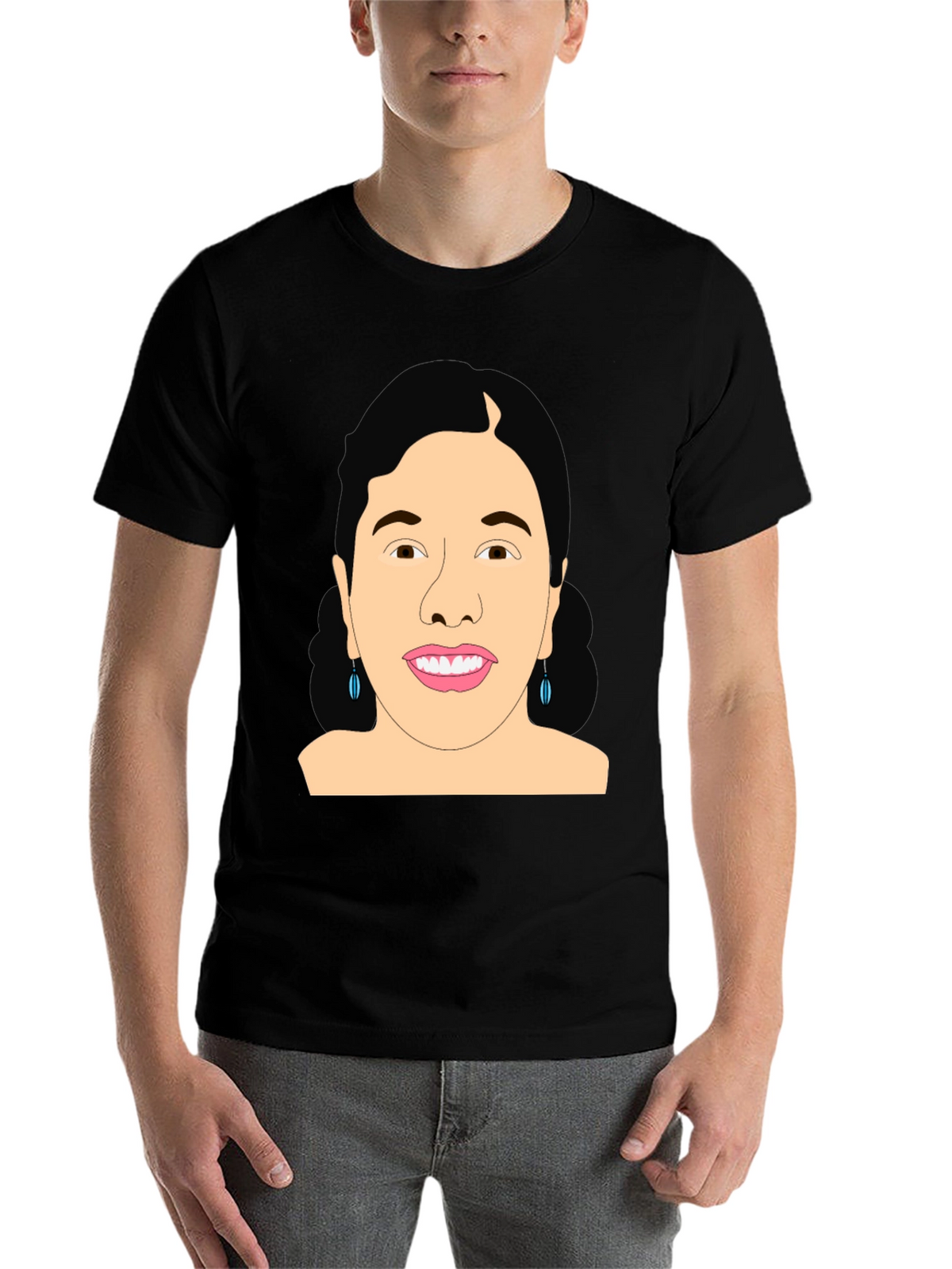 Graphic Woman Portrait Black T-Shirt