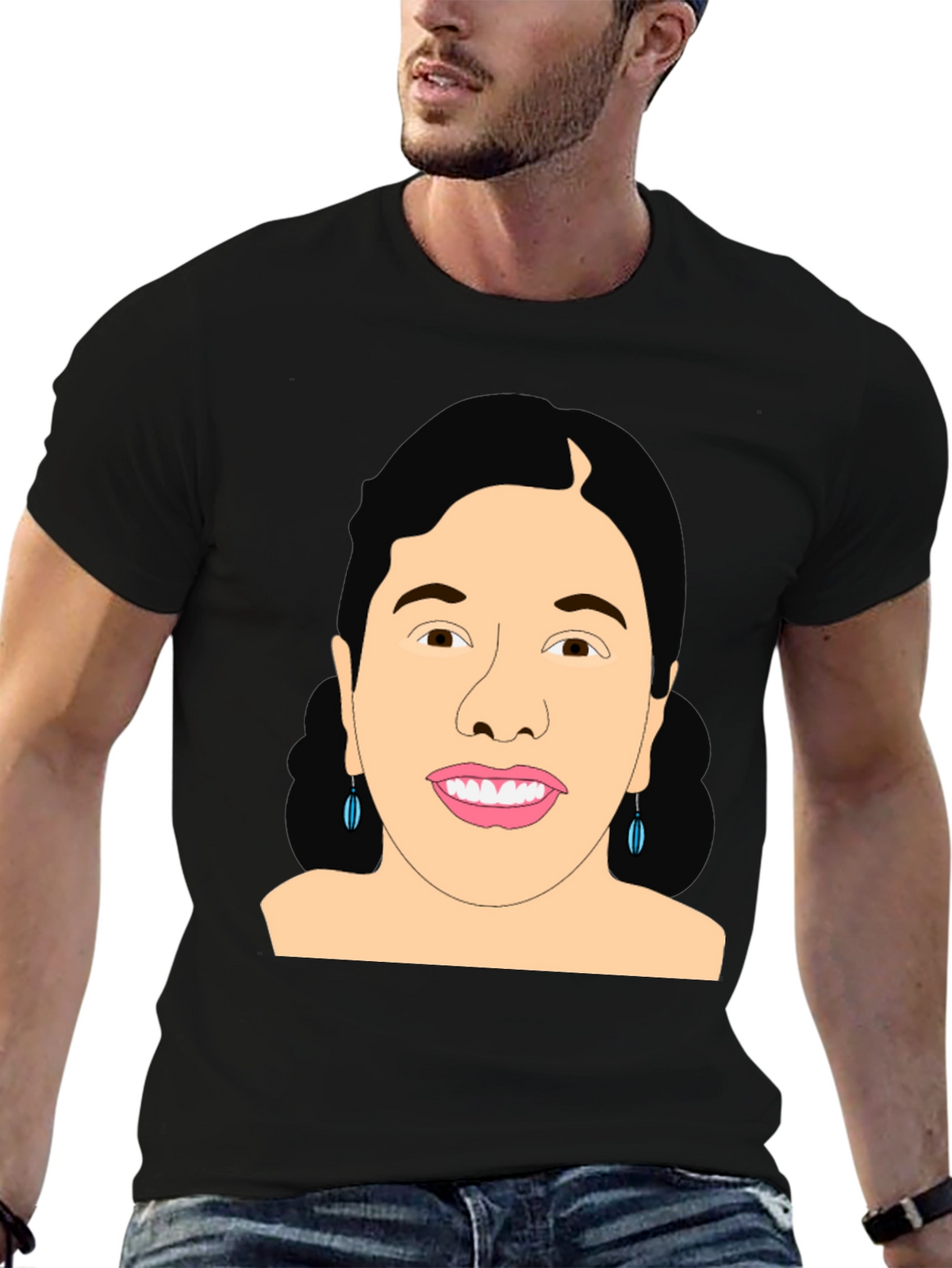 Graphic Woman Portrait Black T-Shirt