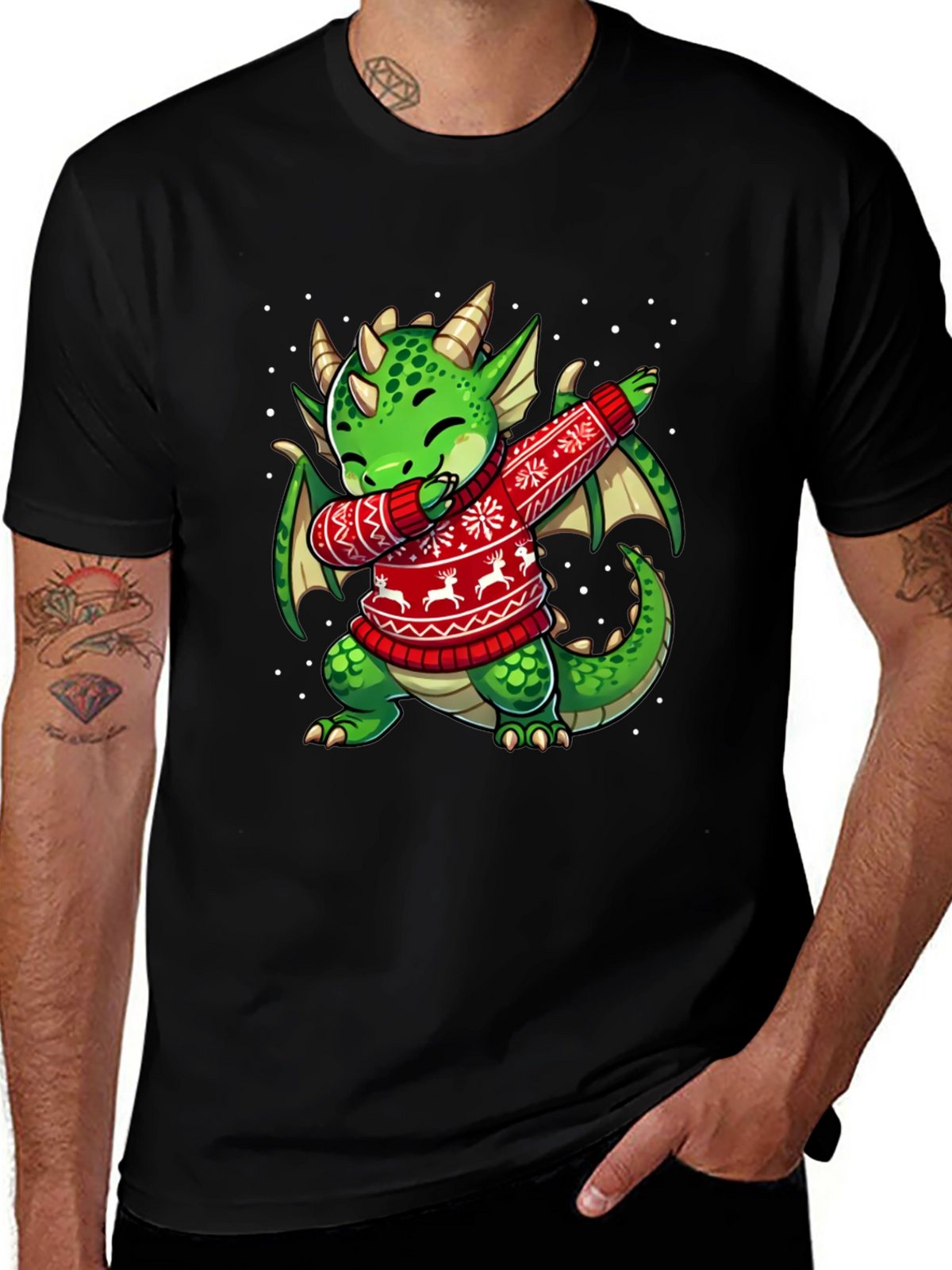 Dabbing Dragon Christmas T-Shirt