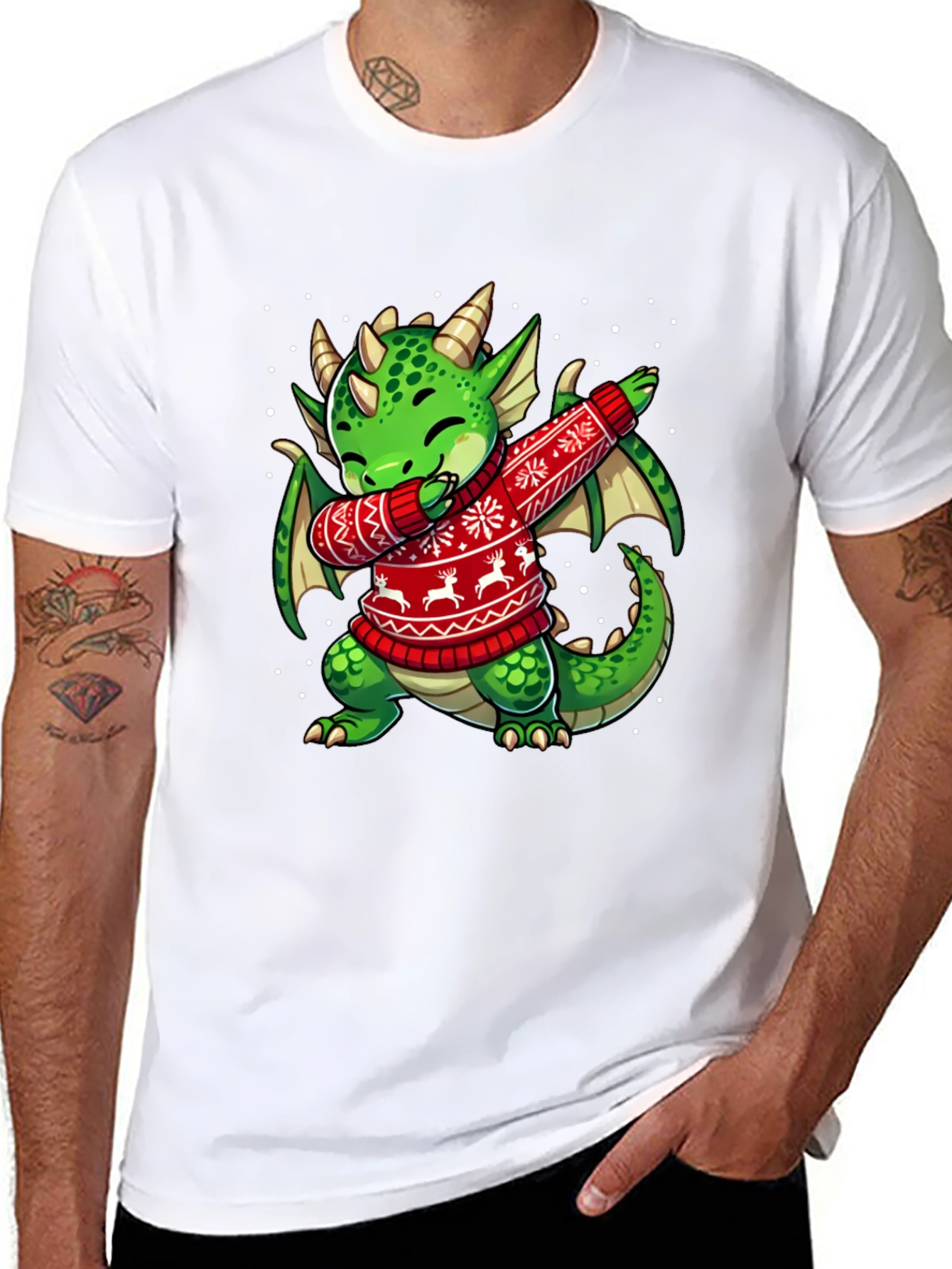 Dabbing Dragon Christmas T-Shirt