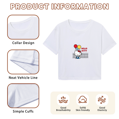 Balloon Party Hello Kitty White Cropped Tee