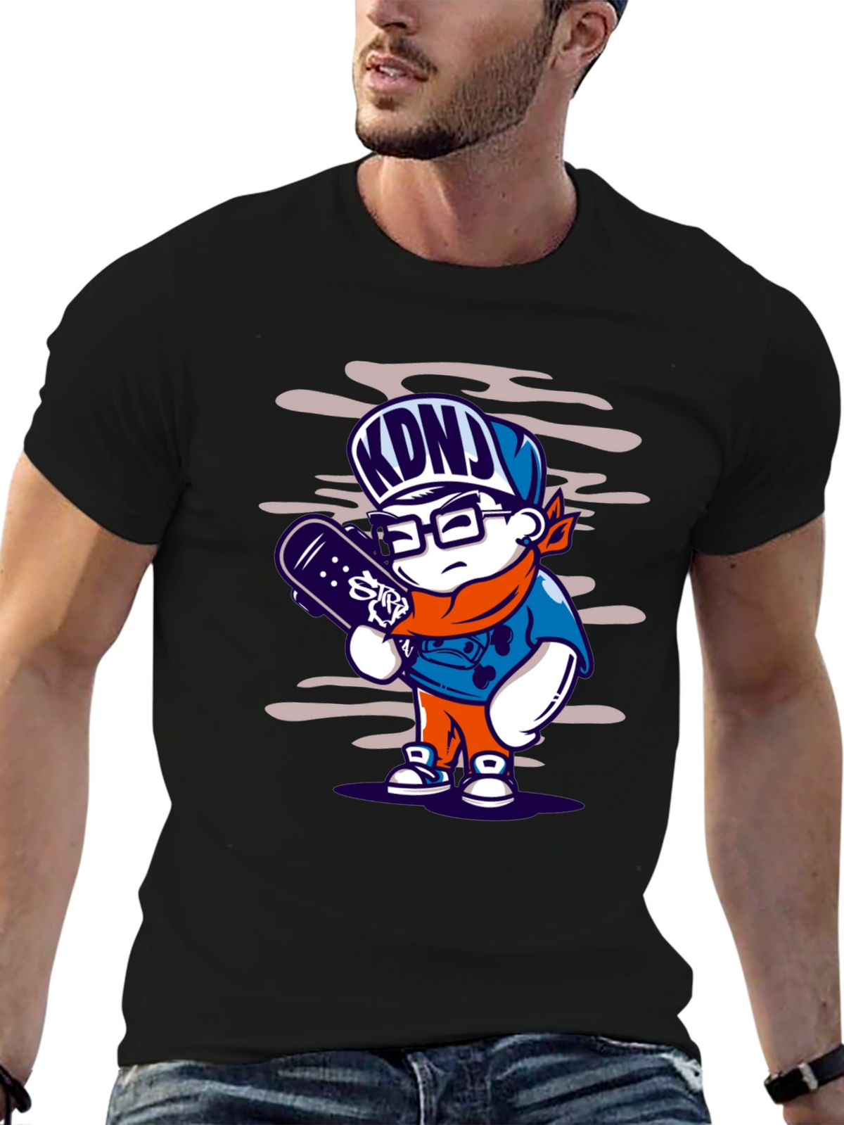 Cartoon Skater Graphic T-Shirt