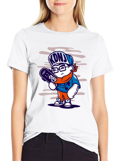 Cartoon Skater Graphic T-Shirt