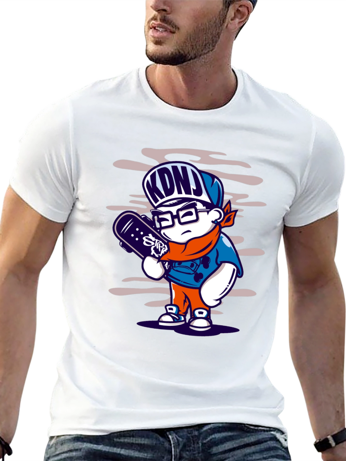 Cartoon Skater Graphic T-Shirt