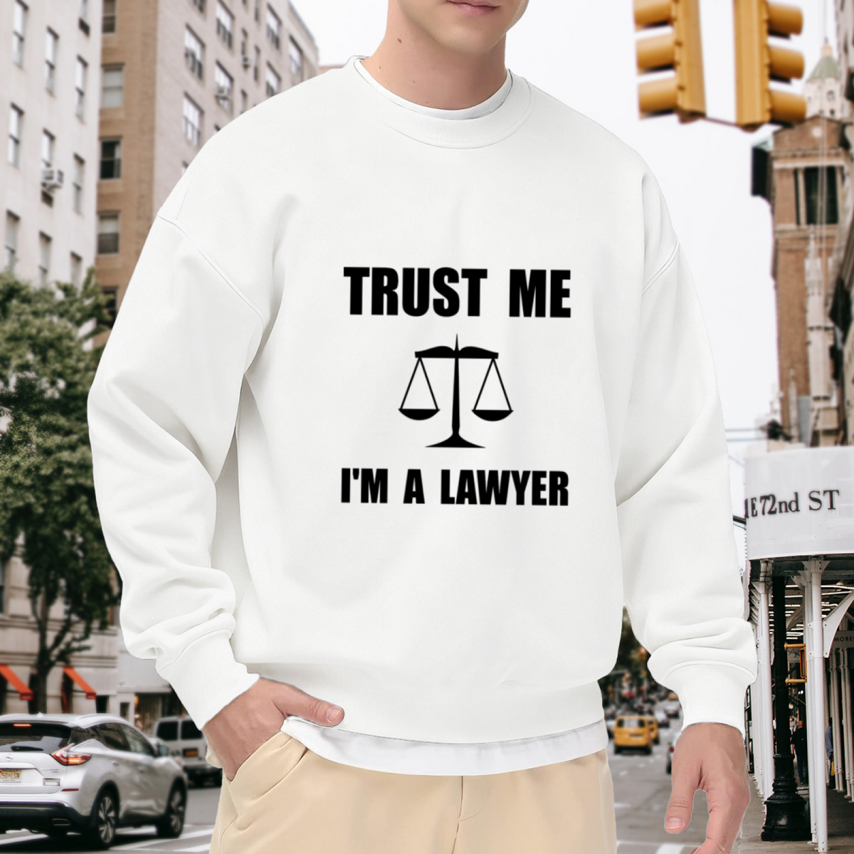 Trust Me I'm A Lawyer Crewneck Sweatshirt, Justice Scales Pullover, Attorney Gift