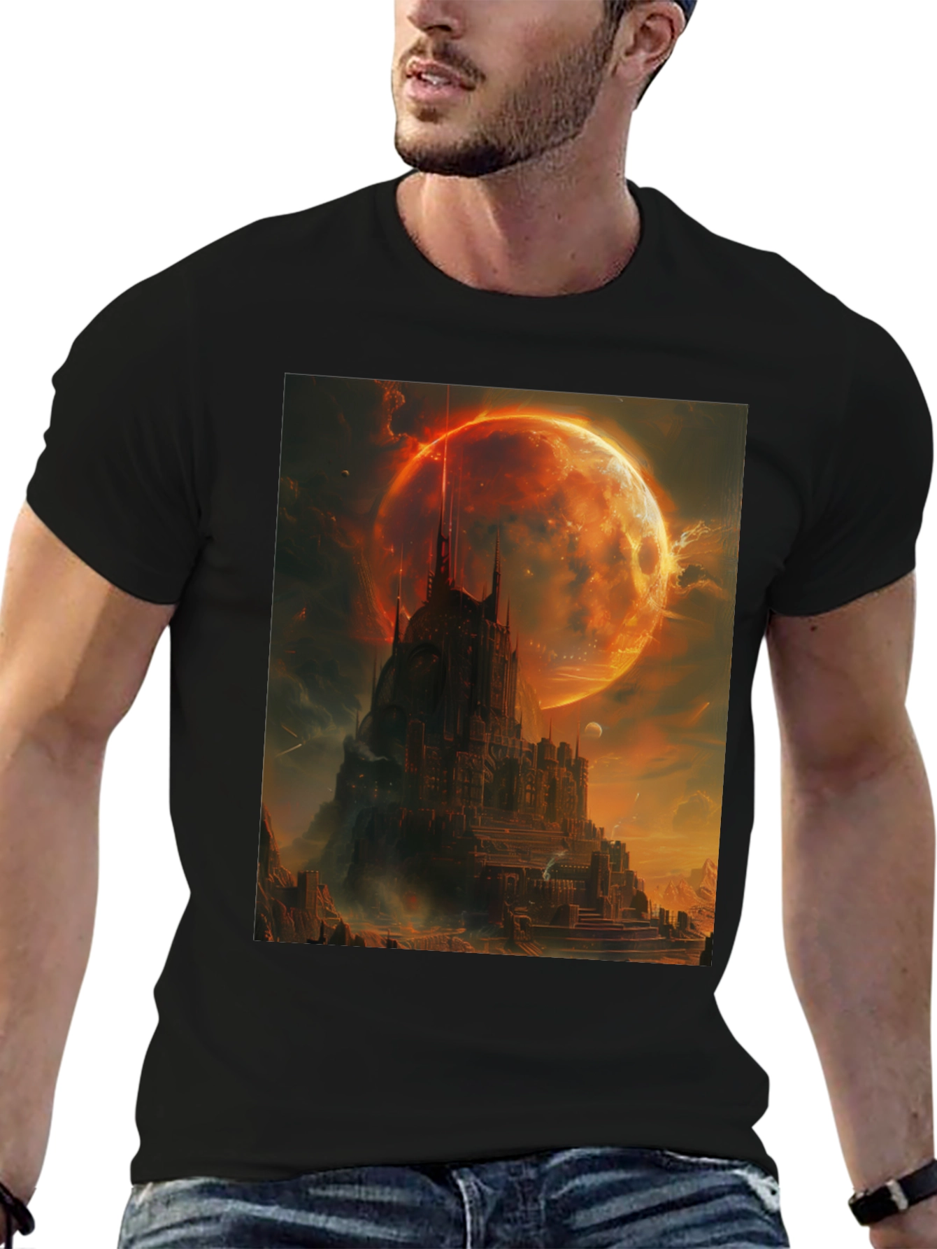 Fantasy Castle Graphic T-Shirt - Mens Black Tee