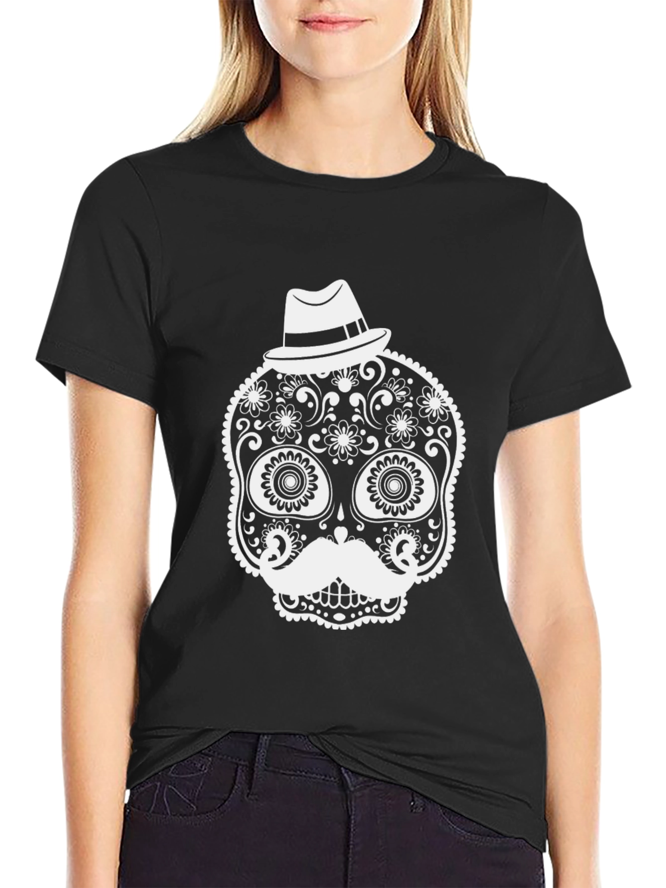 Stylish Black Sugar Skull T-Shirt