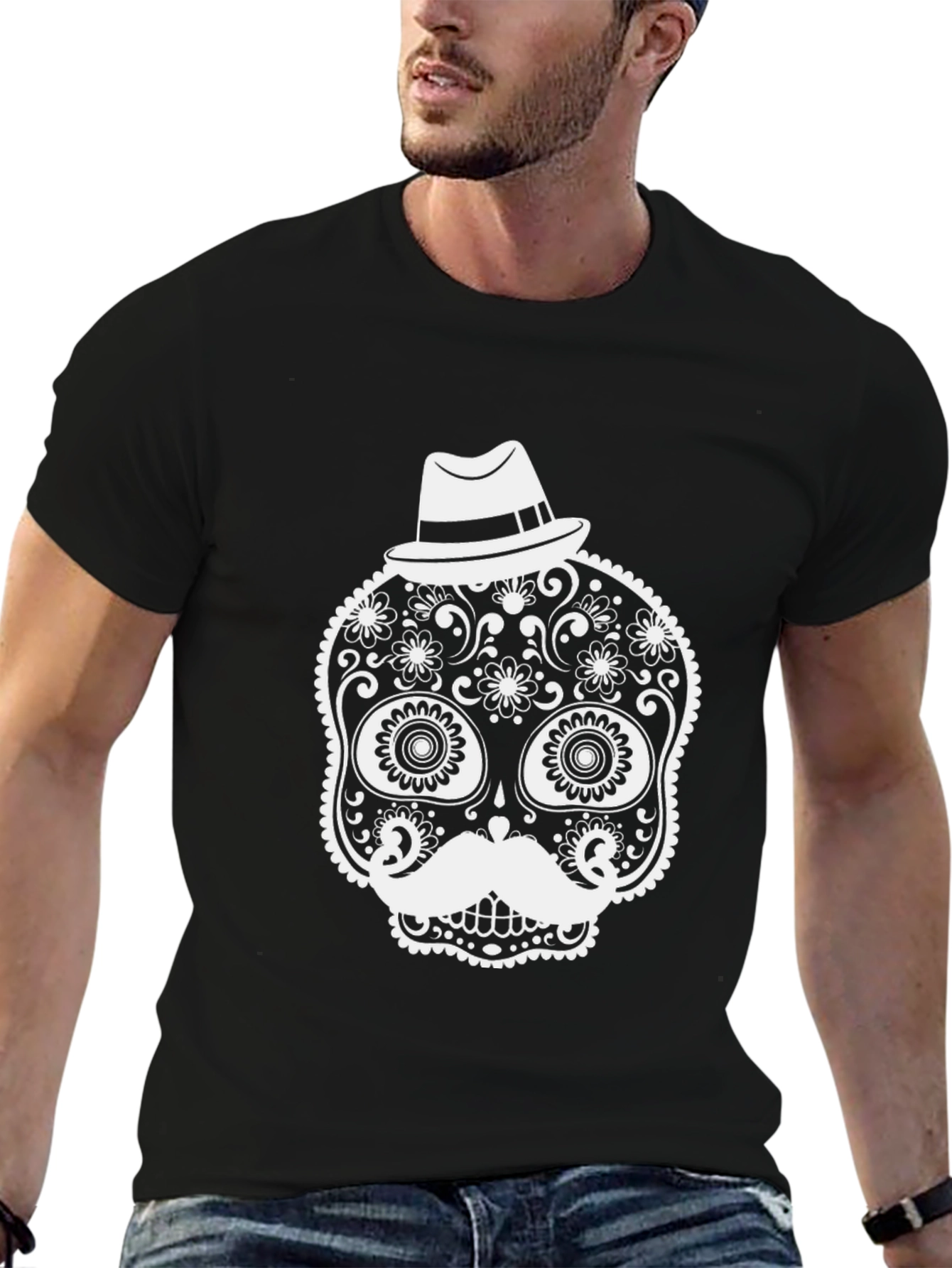 Stylish Black Sugar Skull T-Shirt