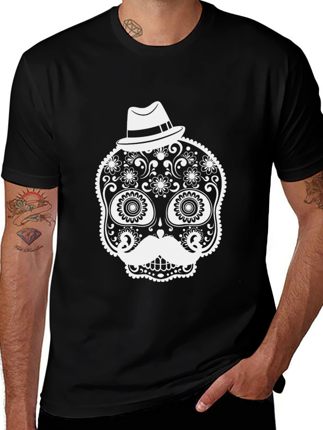 Stylish Black Sugar Skull T-Shirt