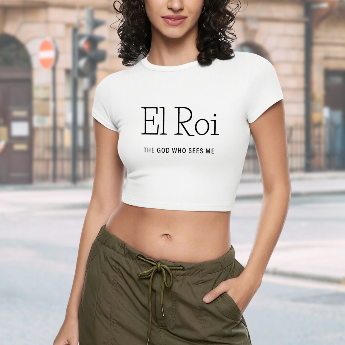 El Roi Faith Simple Minimal White Crop Tee
