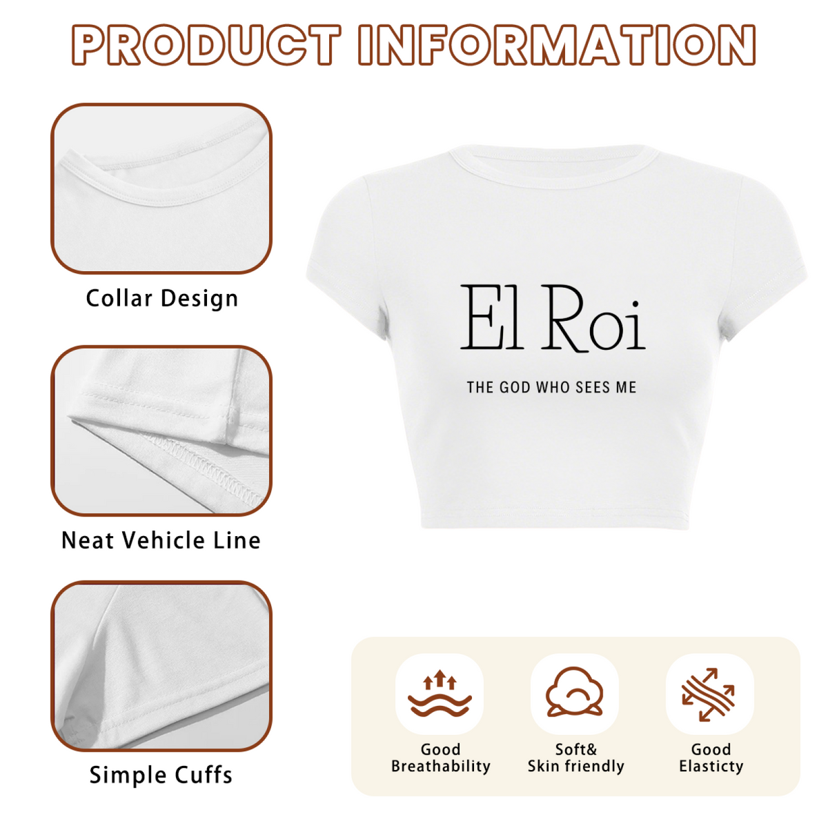 El Roi Faith Simple Minimal White Crop Tee