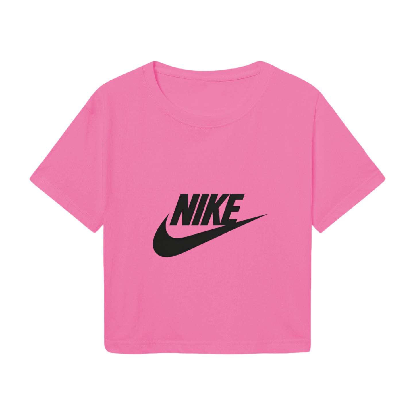 Classic Nike Logo Hot Pink Cropped Top Trendy Street?Style Crop Tee