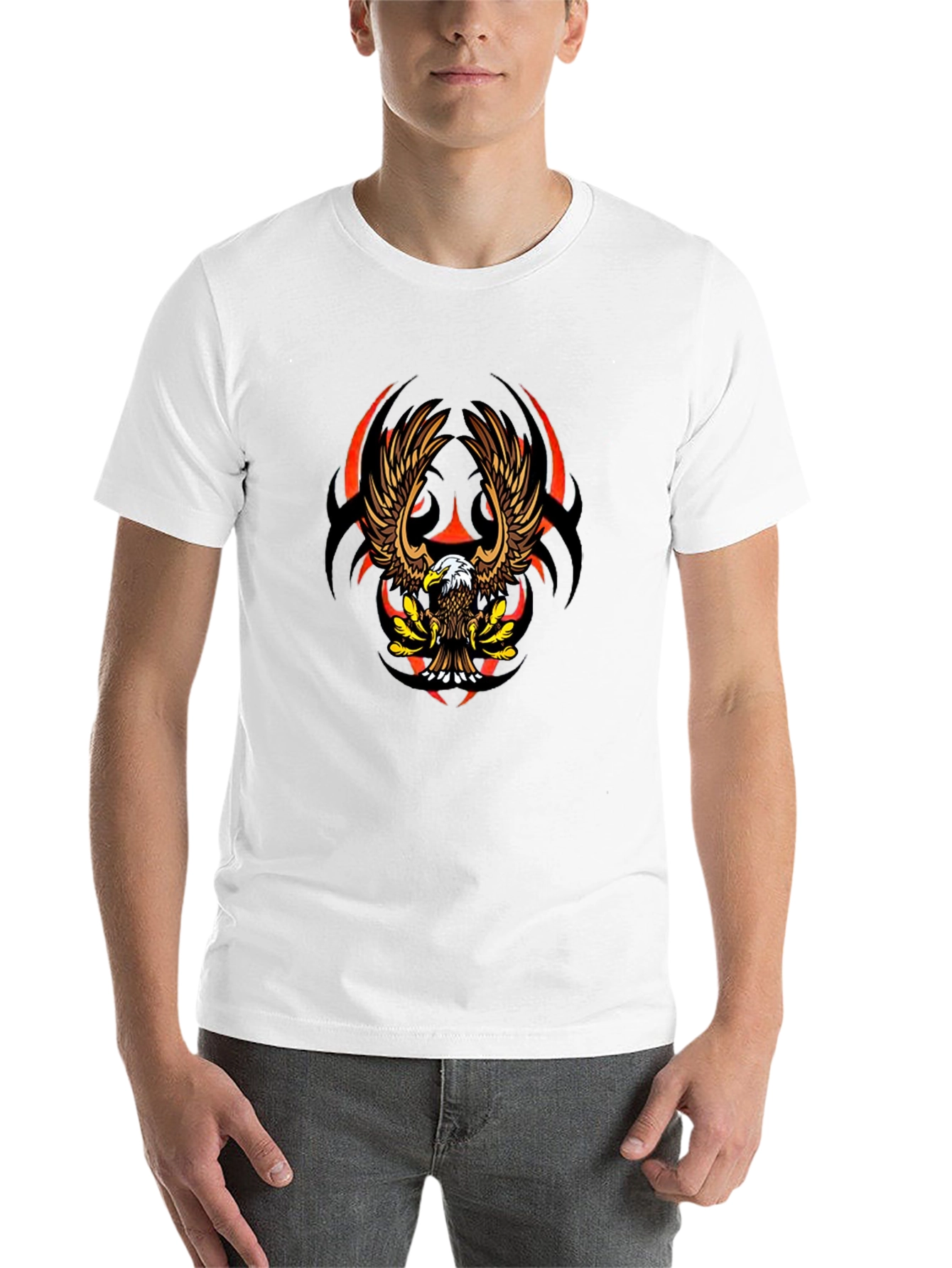Eagle Graphic Black Tee - Bold Tribal Design