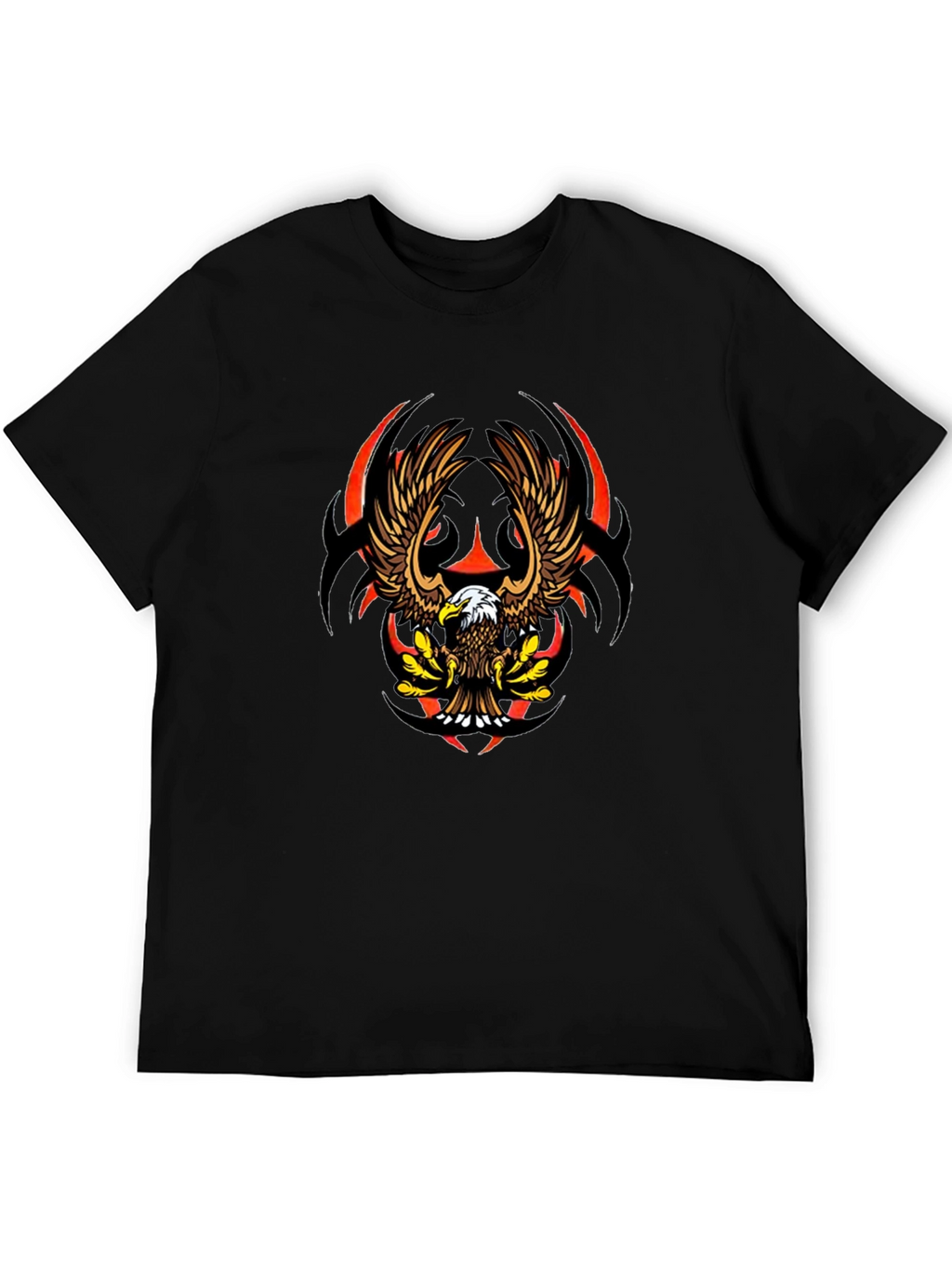 Eagle Graphic Black Tee - Bold Tribal Design