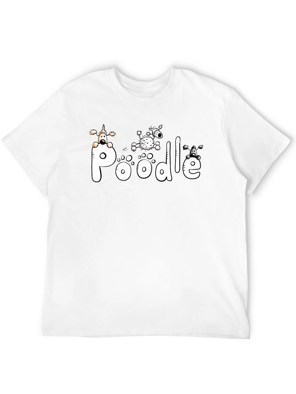 Poodle Graphic Print Black T-Shirt