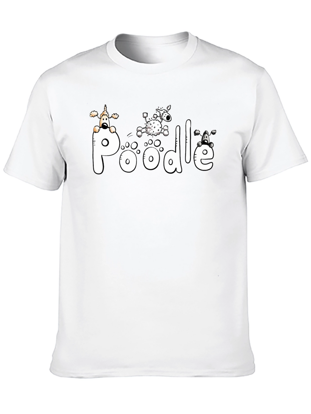 Poodle Graphic Print Black T-Shirt